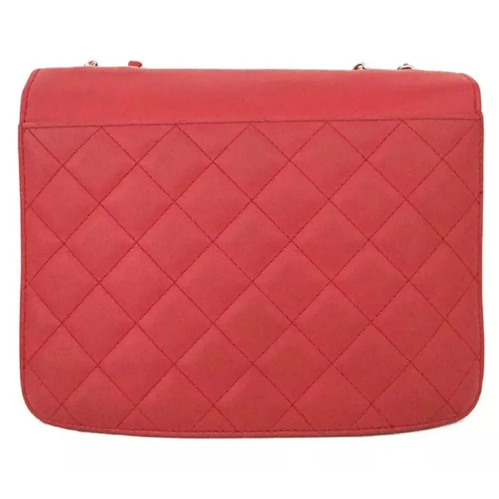 Auth Chanel Tramezzo Box Flap Double CC Logo Calfskin Chain Shoulder Bag Red - Picture 4 of 11
